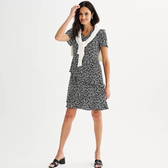 Connected Apparel Black and White Midi Dress - Picture 2 of 5